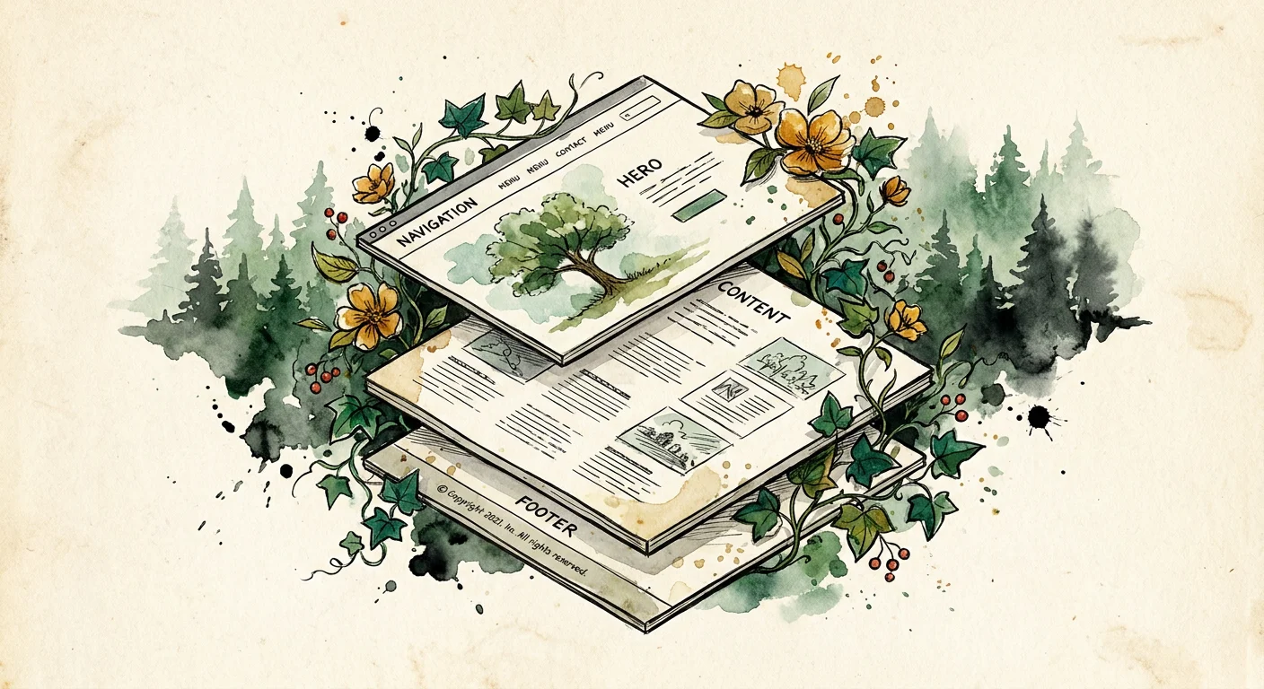 Stacked page layers illustration representing multi-page campaign sites
